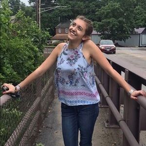 Pink Rose Blue Floral Tank 💞HP💞